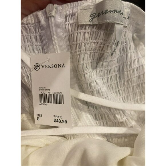 Versona White‎ Cotton Maxi Dress Crochet Top Smocked Summer Beachy Lined Small - Picture 5 of 5